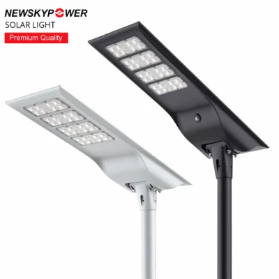 Novo e moderno alto lúmen ao ar livre à prova d'água integrado alumínio 30W 40W 60W 80W 100W LED tudo em um poste solar