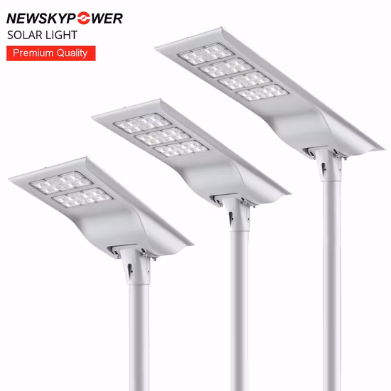 Novo e moderno alto lúmen ao ar livre à prova d'água integrado alumínio 30W 40W 60W 80W 100W LED tudo em um poste solar