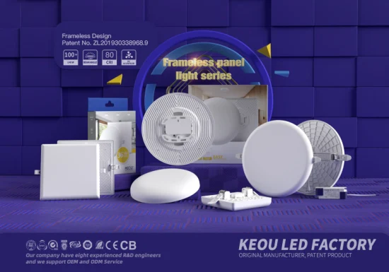 Keou CE RoHS 85V-265V embutido 9W 18W 24W 36W painel de luz LED quadrado redondo