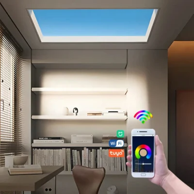Novo Yatu Inteligente Artificial Virtual Céu Azul Teto Claraboia Controle Remoto Iluminação Rebaixada LED Adequado para Luz de Painel de Casa Interna